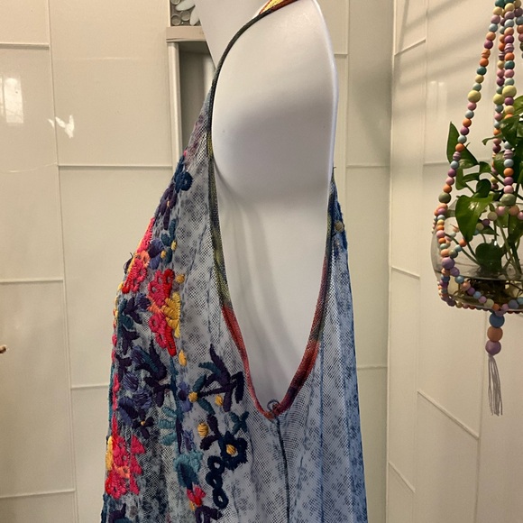 NWOT Biya X Johnny Was Rhandi Mesh Dress Midi Embroidered SMALL Missing Slip - Picture 7 of 10